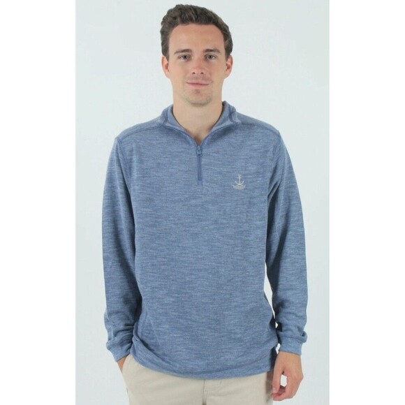ANCHOR BOYS All Time Mens 1/4 Zip Pullover Medium Heather Blue Long Sleeve Golf - Picture 1 of 13